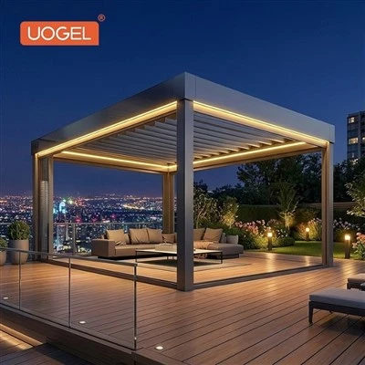 Modern Aluminum Pergola With LED Lights