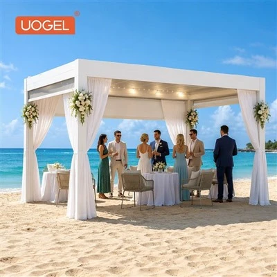 White Motorized Pergola